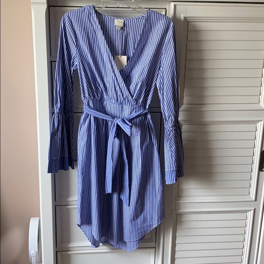 Blue and white stripped dress